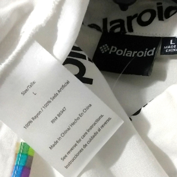 POLAROID CAMERA WHITE BUTTON-UP SHORT SLEEVE CASUAL SHIRT SIZE LARGE NWOT - Picture 5 of 6